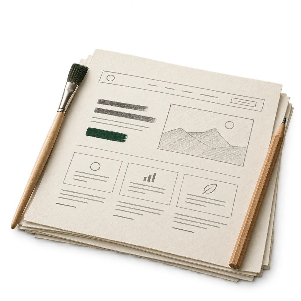 Website-Entwurf auf Papier